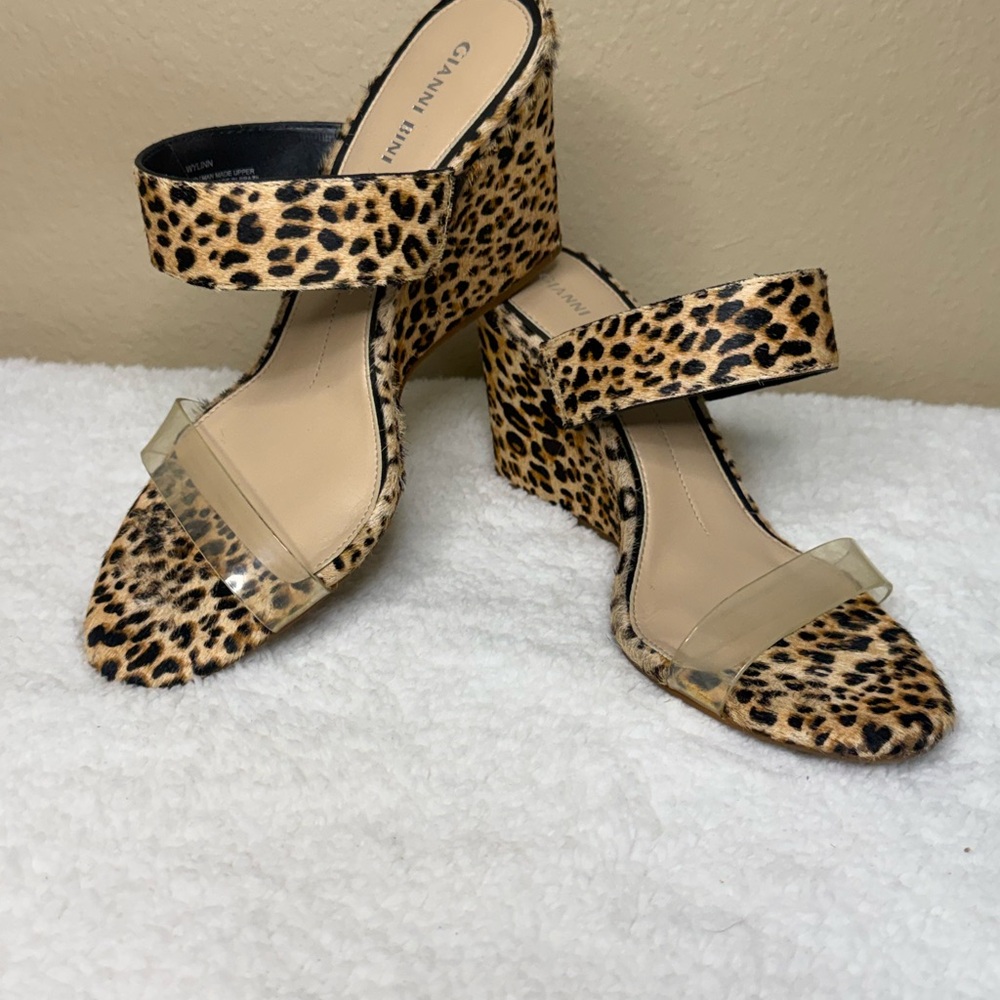 Gianni Bini Animal Print Wedge Sandals